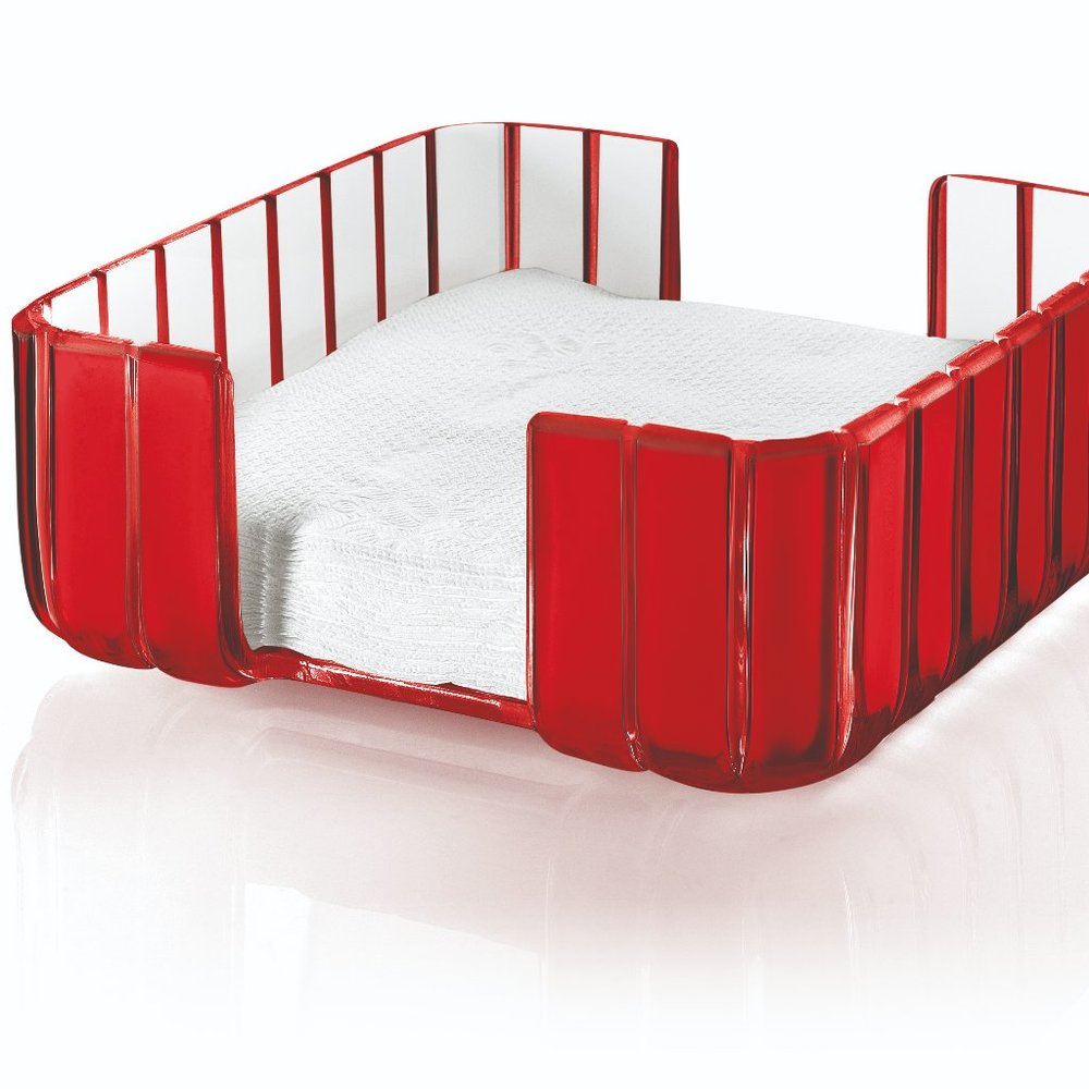 GUZZINI TABLE NAPKIN HOLDER GRACE   CLEAR RED